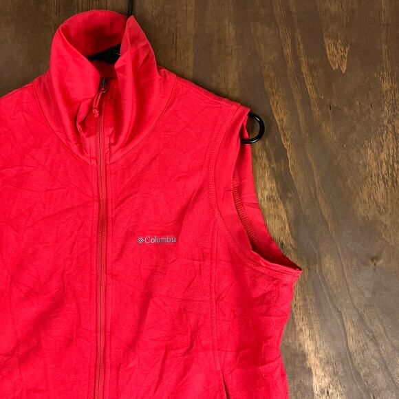 Columbia Womens Vest Jacket Red Fleece Zipped Pockets Full Zip Stretch XL - Picture 5 of 12
